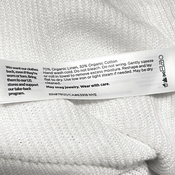 Eileen Fisher Cardigan Sweater Womens Small White Knit Italian Open Front Linen - Picture 4 of 8